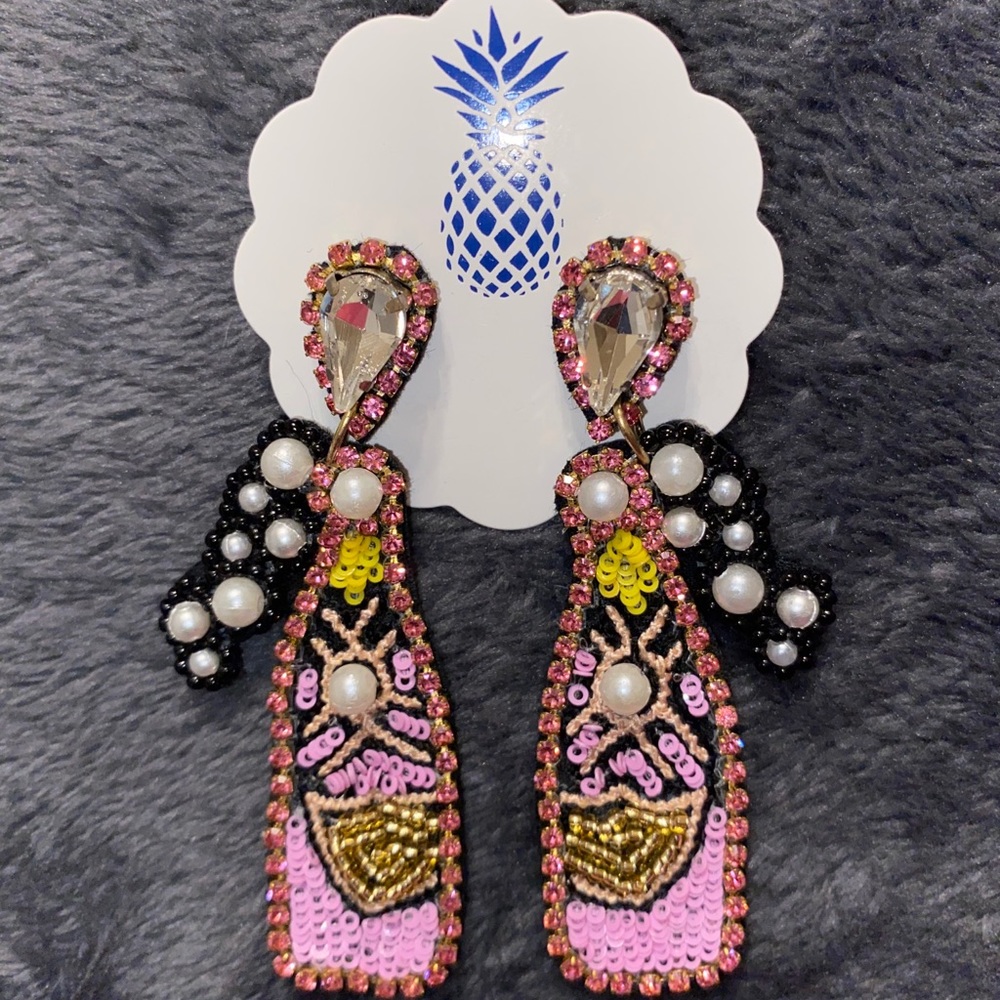 Champagne Bottles Beaded Earrings